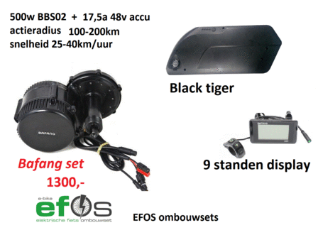 Bafang middenmotor 500w  17a48v black tiger