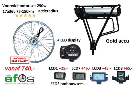 Vanaf 740,- voorwiel motor ombouwset met hoge actie radius!  Is zonder montagekit en zonder remgrepen.