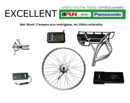 OMBOUWSET-EXCELLENT Bouw uw gewone fiets om tot elektrische met een ombouwset van EBIKE-EFOS met  een power accu van 17a 36v ee