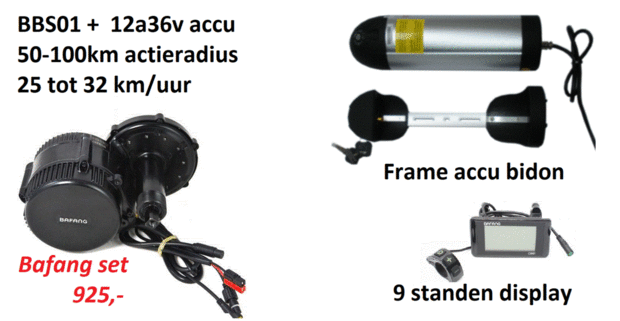 Bafang 250w midden motor elektrische fiets met frame accu