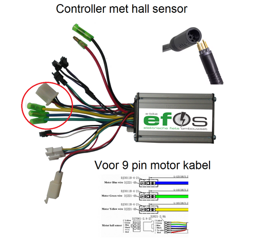 Controller met hall voor 9 pin motor