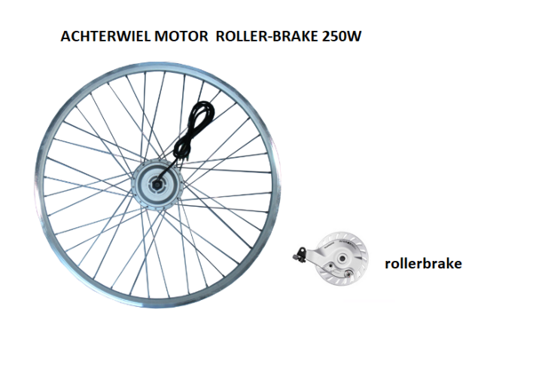 Achterwilelmotor voor rollerbrake