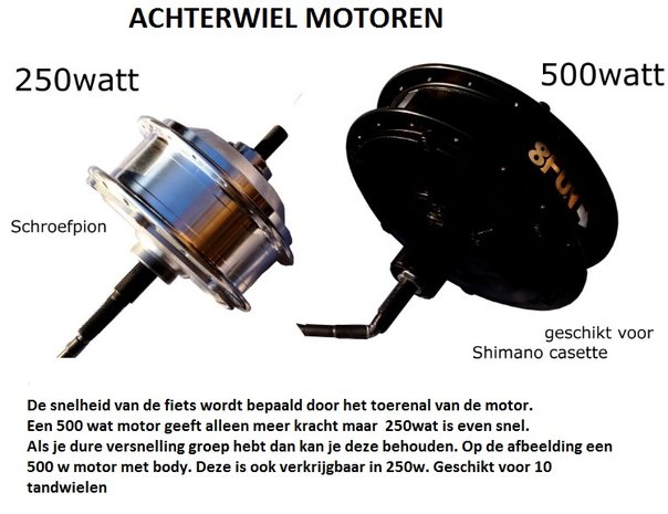 Achterwiel motoren voor elektrische fiets met body ebike-efos