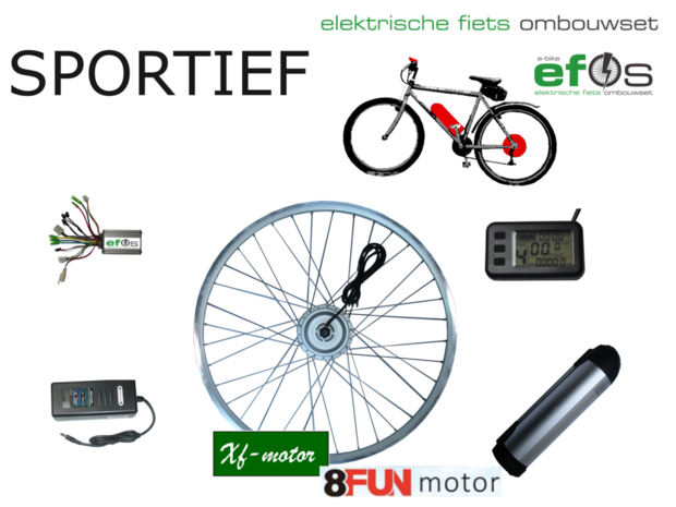 OMBOUWSET-SPORTIEF 40km uur high speed bike Fiets ombouwen of elektrisch maken tot elektrische fiets. Met ombouwset of ombouwki