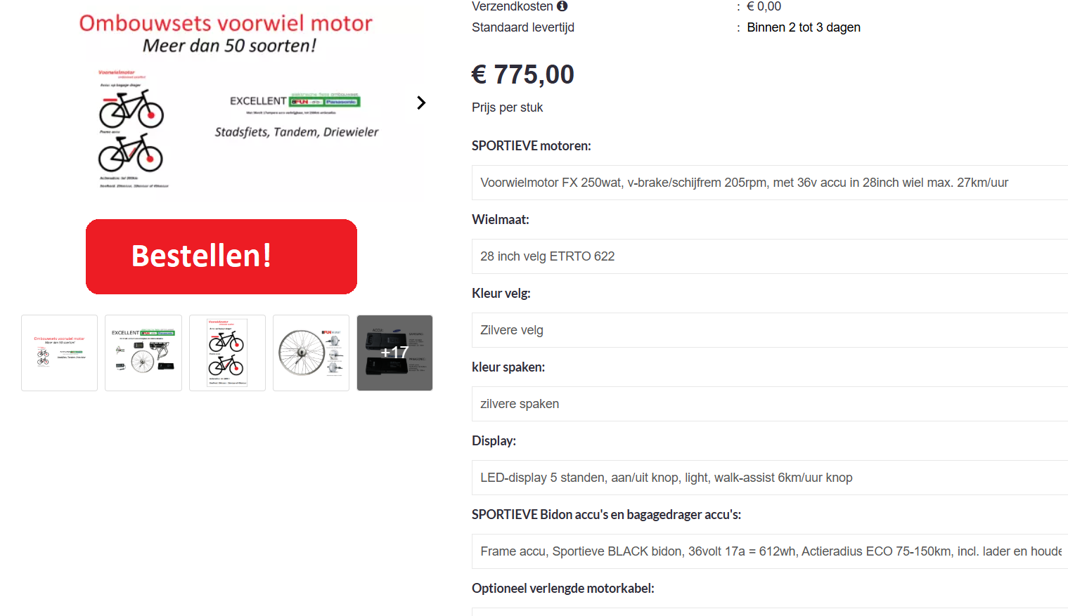 Ombouwset elektrische fiets bestellen