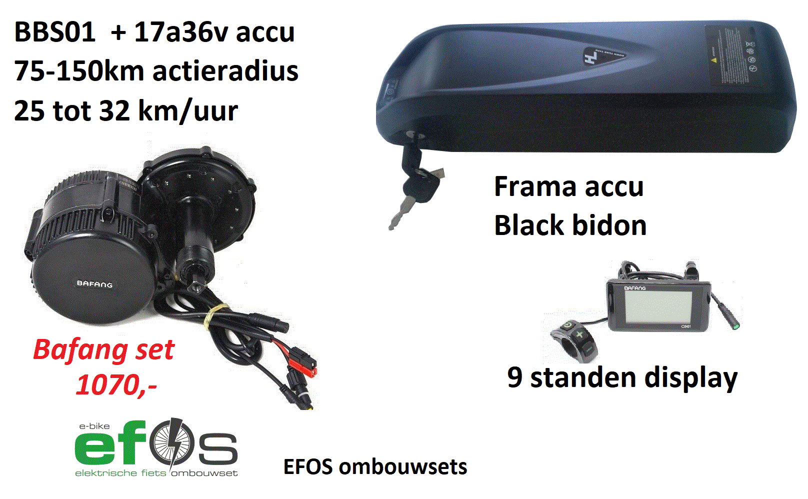 complete ombouwset mid-drive trapas motor met accu