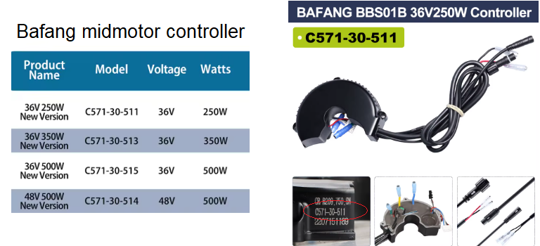 Bafang BBS01 BBS02 middenmotor controller  36v 250w C571-30-511  36v350w C571-30-513  36v500w C571-30-515   48v500 C571-30-514  Bestellen