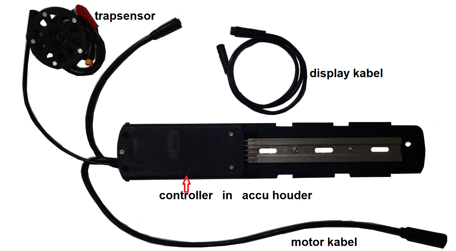 Controller in houder onder Black Bidon accu 