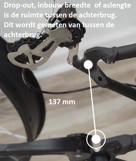 Inbouwmaat - dropout - Naafbreedte van een achterwilemotor