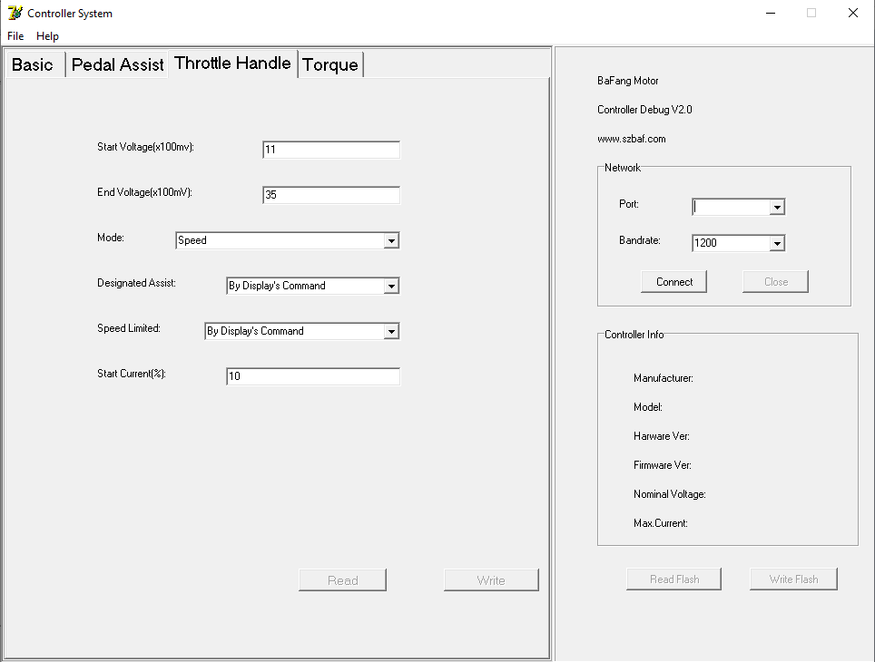 Bafang controller de gashendel instellen op max 6km/u of afhanlijke van de ondersteuningsstand zie de programmermogelijkheden bij EBIKE EFOS