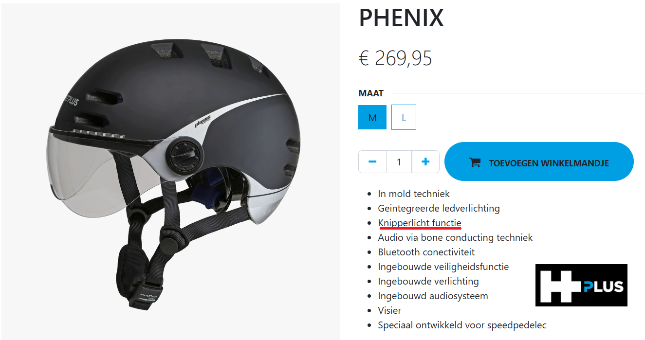 Helmet Plus speed pedelec helm met knipperlicht