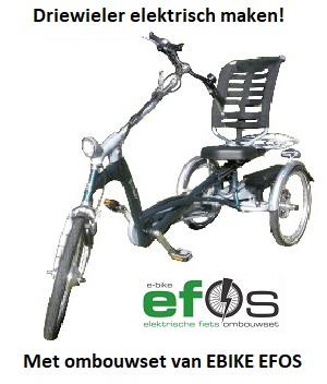 Driewiel fiets of driewieler elektrisch maken met  en ombouwset van EBIKE EFOS!