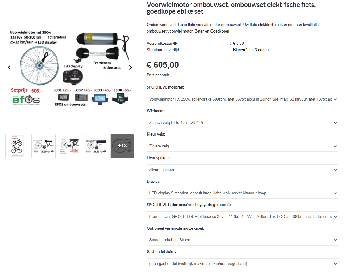 Ombouwset elektrische fiets voor Ouder-kind tandem