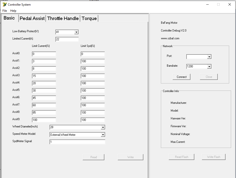 Bafang controllers programmeren met usb kabel power en speed limiet