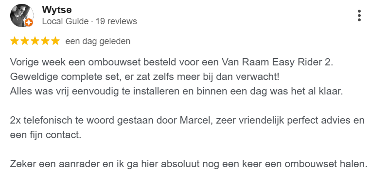 Reviews van de ombouw van een Van Raam  Easy Rider  naar elektrisch