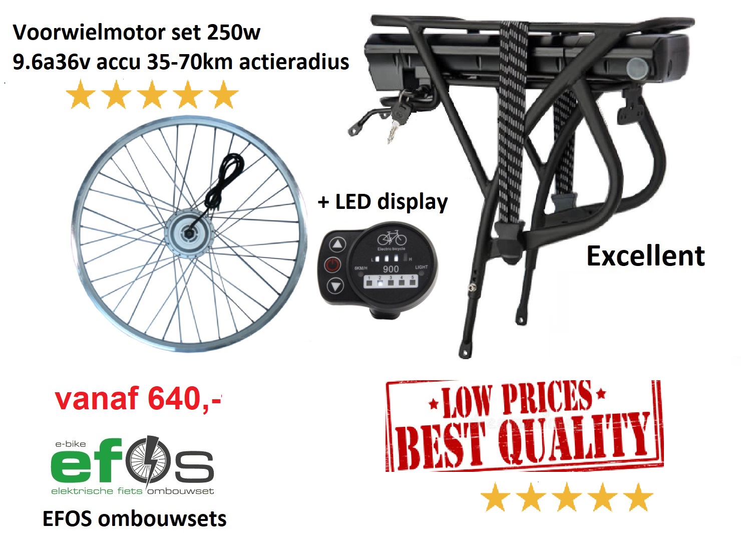 Diverse voorwielmotor ombouwset met frameaccu drageraccu van 250 tot 800wh fiets accu's bij EBIKE EFOS
